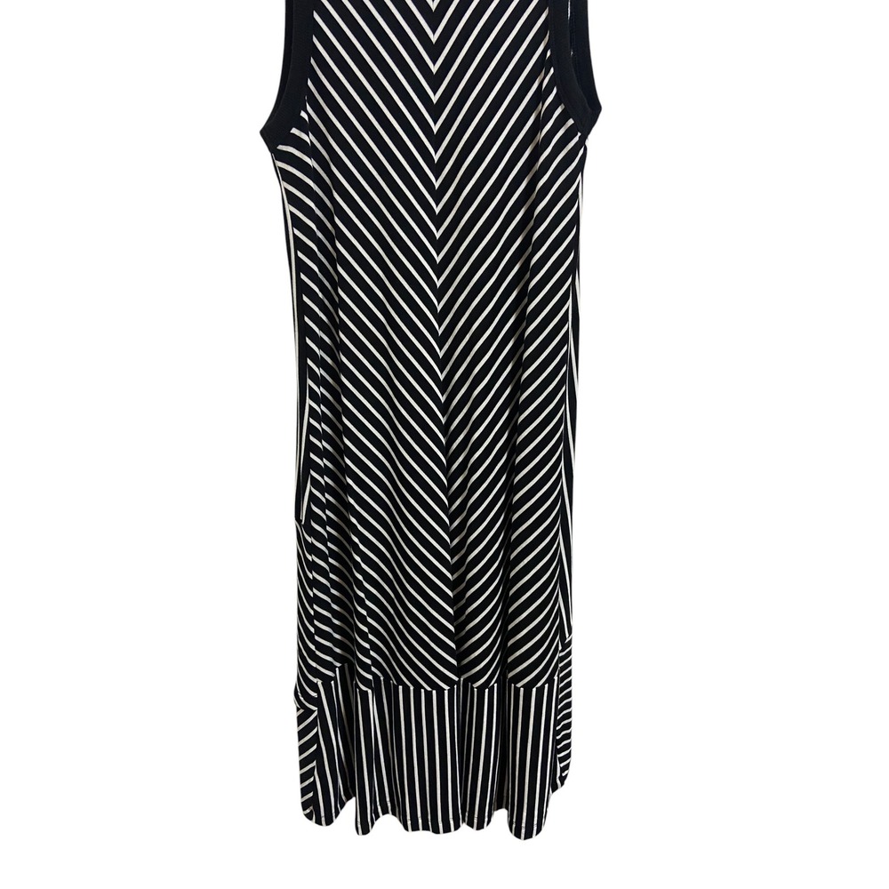 Cabi Black White Striped High‎ Low Sleeveless Knit Dress Coastal Resortwear XS - Picture 10 of 10